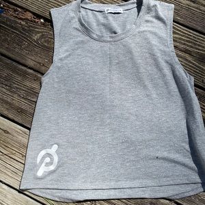 Peloton shimmery silver tank top